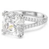 Bague cocktail Stilla, taille carrée, pavé, blanche, plaquée rhodium