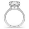 Bague cocktail Stilla, taille carrée, pavé, blanche, plaquée rhodium