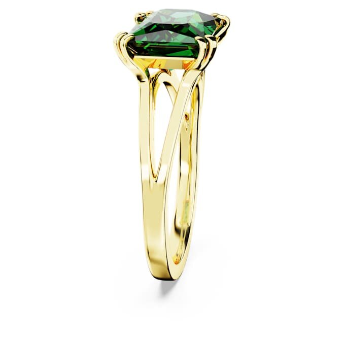 Bague cocktail Stilla, taille rectangulaire, verte, plaquée or Bague cocktail Stilla, taille rectangulaire, verte, plaquée or