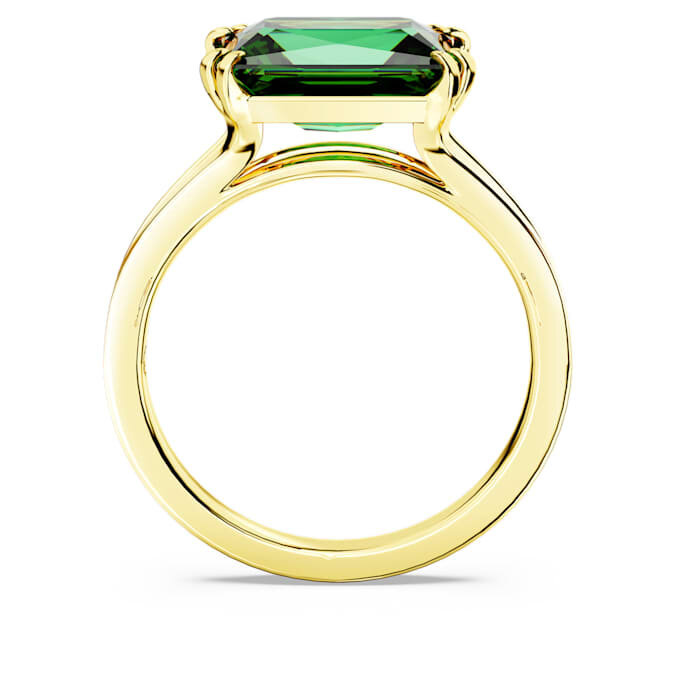 Bague cocktail Stilla, taille rectangulaire, verte, plaquée or Bague cocktail Stilla, taille rectangulaire, verte, plaquée or