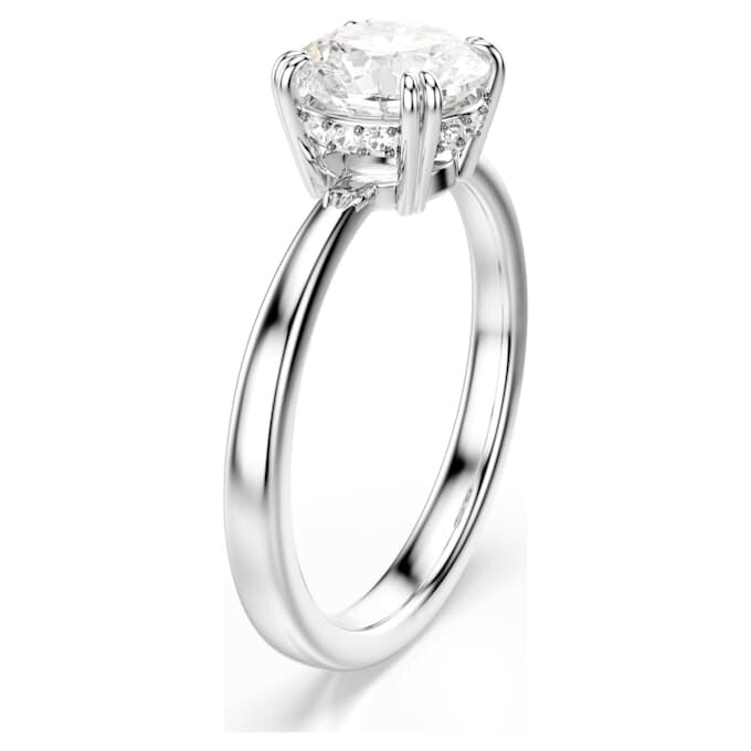 Bague cocktail Stilla, taille ronde, blanche, finition argentée Bague cocktail Stilla, taille ronde, blanche, finition argentée