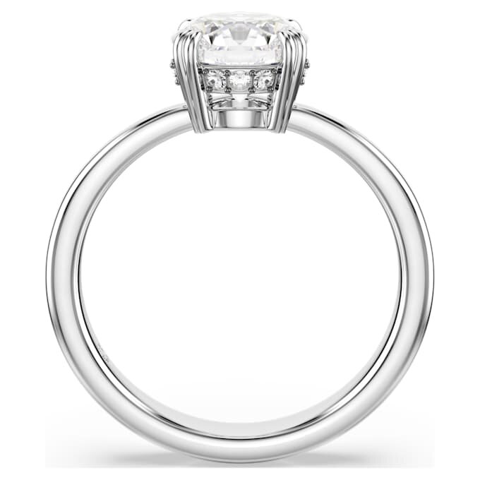 Bague cocktail Stilla, taille ronde, blanche, finition argentée Bague cocktail Stilla, taille ronde, blanche, finition argentée