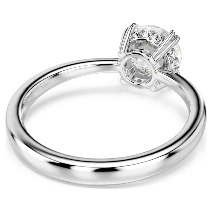 Bague cocktail Stilla, taille ronde, blanche, finition argentée Bague cocktail Stilla, taille ronde, blanche, finition argentée