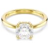 Bague cocktail Stilla, taille ronde, blanche, plaquée or Bague cocktail Stilla, taille ronde, blanche, plaquée or