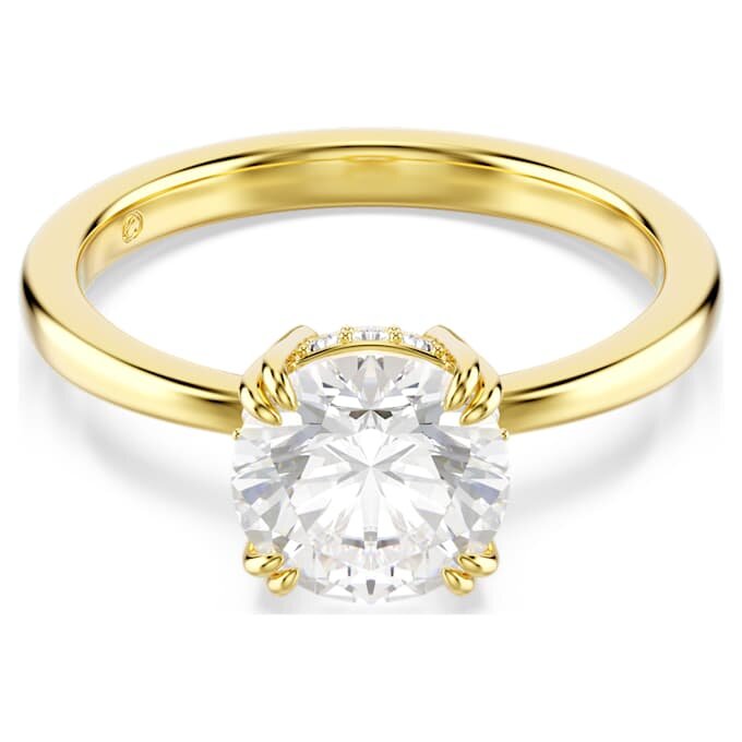 Bague cocktail Stilla, taille ronde, blanche, plaquée or Bague cocktail Stilla, taille ronde, blanche, plaquée or