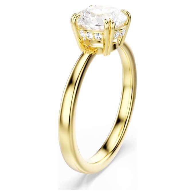 Bague cocktail Stilla, taille ronde, blanche, plaquée or Bague cocktail Stilla, taille ronde, blanche, plaquée or