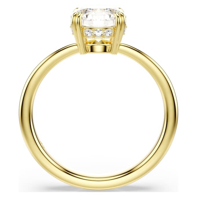 Bague cocktail Stilla, taille ronde, blanche, plaquée or Bague cocktail Stilla, taille ronde, blanche, plaquée or