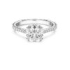 Bague cocktail Stilla, taille ronde, pavé, blanche, finition argentée