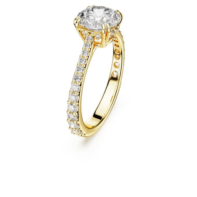 Bague cocktail Stilla, taille ronde, pavé, blanche, plaquée or Bague cocktail Stilla, taille ronde, pavé, blanche, plaquée or