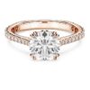 Bague cocktail Stilla, taille ronde, pavé, blanche, plaquée or rose