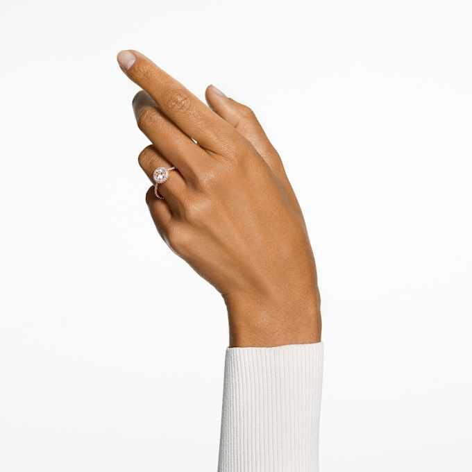 Bague cocktail Una Angelic, taille ronde, pavé, blanche, plaquée or rose Bague cocktail Una Angelic, taille ronde, pavé, blanche, plaquée or rose