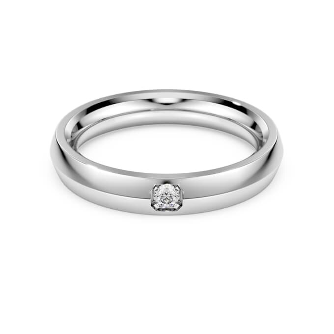 Bague d’éternité avec diamants synthétiques de 0,05 ct au total, forme ronde, or blanc 14 carats Bague d’éternité avec diamants synthétiques de 0,05 ct au total, forme ronde, or blanc 14 carats