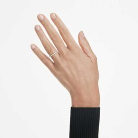 Bague d&rsquo;éternité avec diamants synthétiques de 0,2 ct au total, forme ronde, or blanc 14 carats