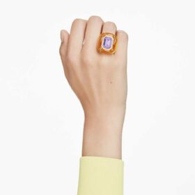 Bague de cocktail Dulcis, taille coussin, pavé, jaune