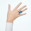 Bague de cocktail Lucent, taille octogonale, bleue