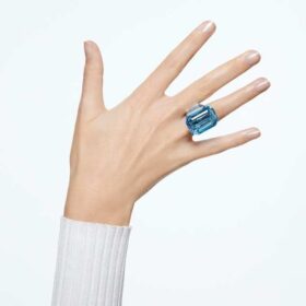 Bague de cocktail Lucent, taille octogonale, bleue