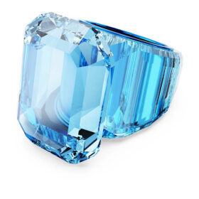Bague de cocktail Lucent, taille octogonale, bleue