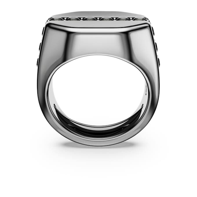 Bague Dextera de forme octogonale, taille ronde, noire, plaquée ruthénium Bague Dextera de forme octogonale, taille ronde, noire, plaquée ruthénium