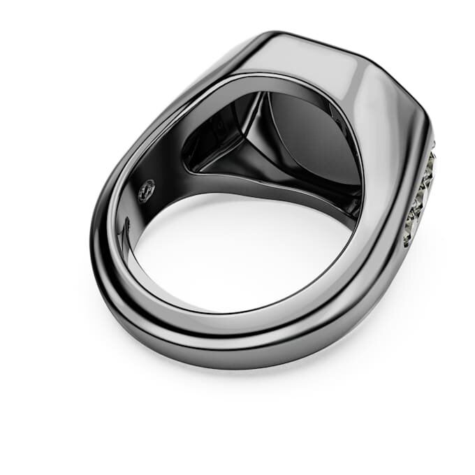 Bague Dextera de forme octogonale, taille ronde, noire, plaquée ruthénium Bague Dextera de forme octogonale, taille ronde, noire, plaquée ruthénium