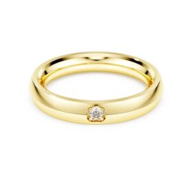 Bague Eternity avec diamants synthétiques de 0,05 ct au total, forme ronde, or jaune 14 carats