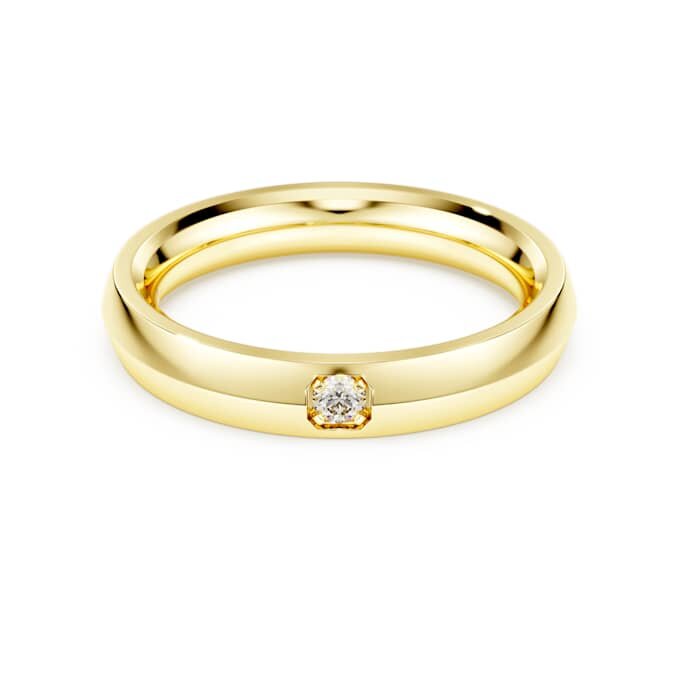 Bague Eternity avec diamants synthétiques de 0,05 ct au total, forme ronde, or jaune 14 carats Bague Eternity avec diamants synthétiques de 0,05 ct au total, forme ronde, or jaune 14 carats