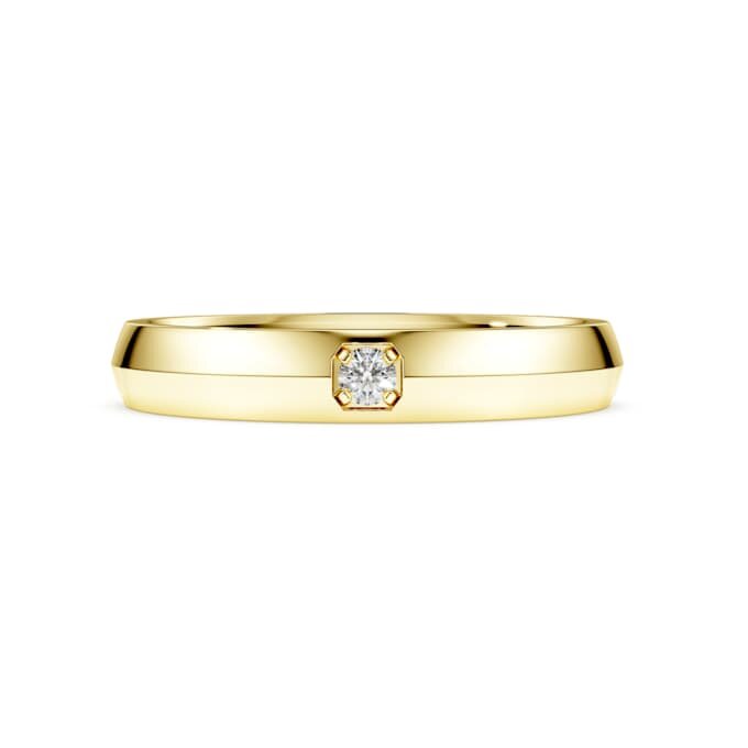 Bague Eternity avec diamants synthétiques de 0,05 ct au total, forme ronde, or jaune 14 carats Bague Eternity avec diamants synthétiques de 0,05 ct au total, forme ronde, or jaune 14 carats