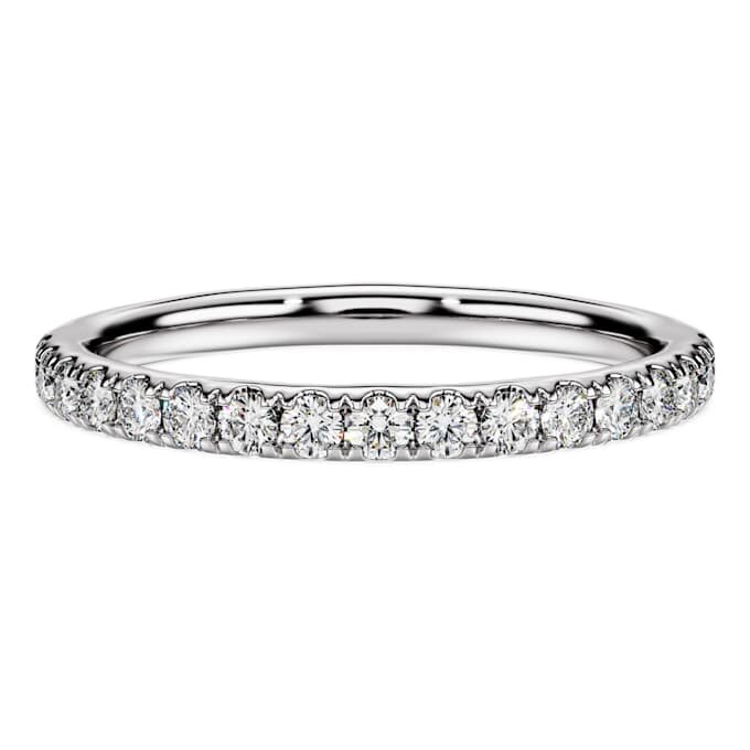 Bague Eternity Band avec diamants synthétiques 0,4 ct au total, forme ronde, argent sterling Bague Eternity Band avec diamants synthétiques 0,4 ct au total, forme ronde, argent sterling
