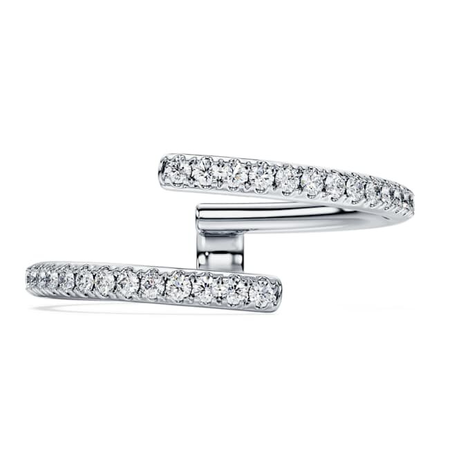 Bague Eternity à bande ouverte, diamants synthétiques 0,2 ct au total, forme ronde, or blanc 14 carats Bague Eternity à bande ouverte, diamants synthétiques 0,2 ct au total, forme ronde, or blanc 14 carats