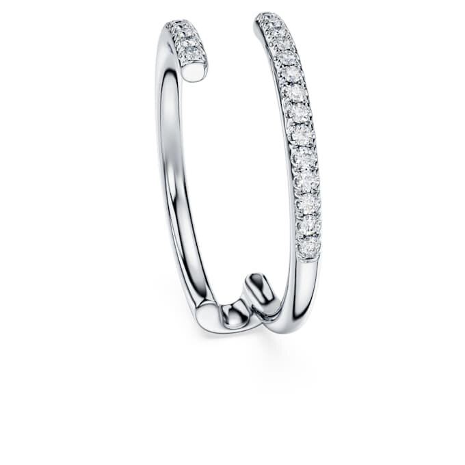 Bague Eternity à bande ouverte, diamants synthétiques 0,2 ct au total, forme ronde, or blanc 14 carats Bague Eternity à bande ouverte, diamants synthétiques 0,2 ct au total, forme ronde, or blanc 14 carats