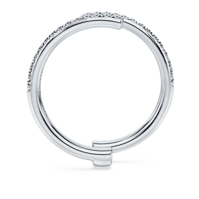 Bague Eternity à bande ouverte, diamants synthétiques 0,2 ct au total, forme ronde, or blanc 14 carats Bague Eternity à bande ouverte, diamants synthétiques 0,2 ct au total, forme ronde, or blanc 14 carats