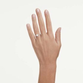 Bague Eternity en diamants synthétiques, 1 ct au total, forme ronde, or blanc 14 carats