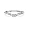 Bague Eternity V Band avec diamants synthétiques 0,25 ct au total, forme ronde, or blanc 14 carats Bague Eternity V Band avec diamants synthétiques 0,25 ct au total, forme ronde, or blanc 14 carats
