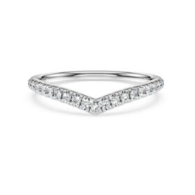 Bague Eternity V Band avec diamants synthétiques 0,25 ct au total, forme ronde, or blanc 14 carats