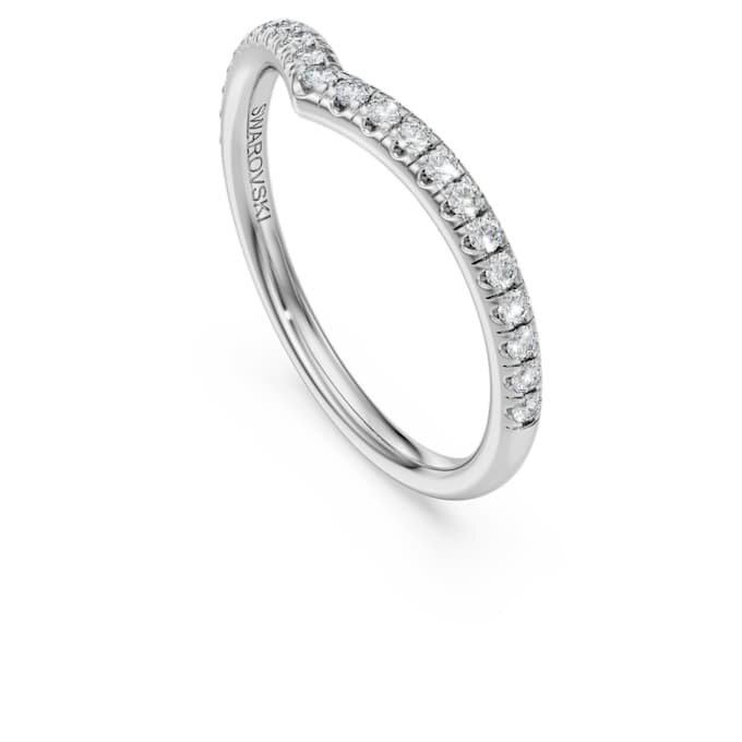 Bague Eternity V Band avec diamants synthétiques 0,25 ct au total, forme ronde, or blanc 14 carats Bague Eternity V Band avec diamants synthétiques 0,25 ct au total, forme ronde, or blanc 14 carats