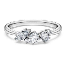 Bague Galaxy avec diamants synthétiques 0,43 ct au total, formes variées, argent sterling
