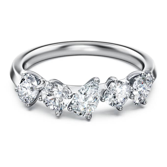 Bague Galaxy avec diamants synthétiques, 1 ct au total, formes variées, or blanc 14 carats Bague Galaxy avec diamants synthétiques, 1 ct au total, formes variées, or blanc 14 carats