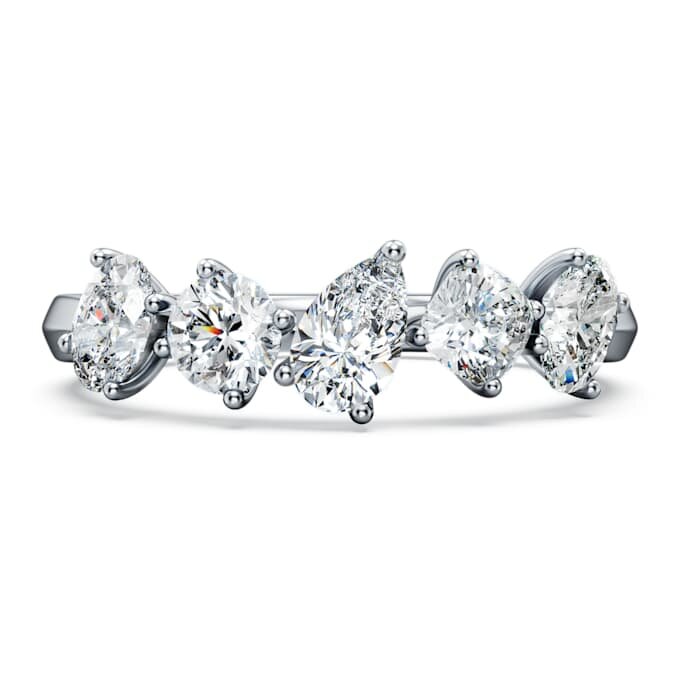 Bague Galaxy avec diamants synthétiques, 1 ct au total, formes variées, or blanc 14 carats Bague Galaxy avec diamants synthétiques, 1 ct au total, formes variées, or blanc 14 carats
