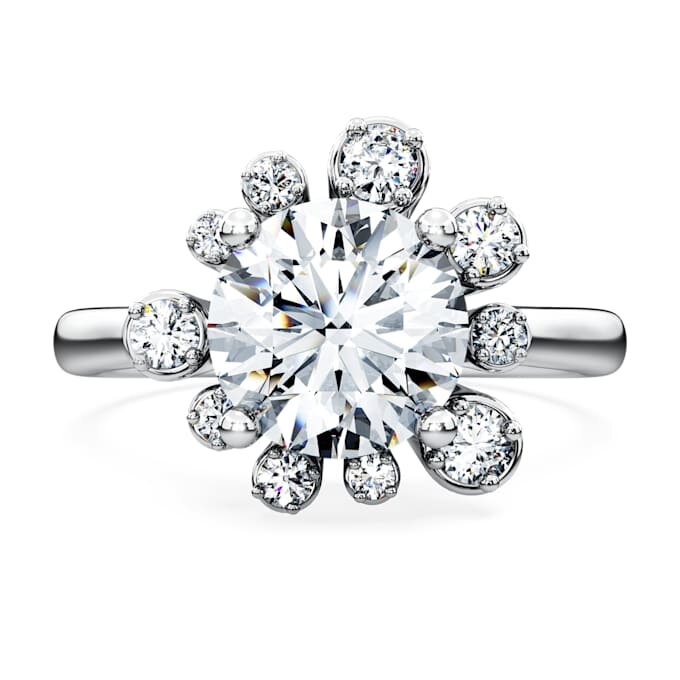 Bague Galaxy avec diamants synthétiques de 2 carats au total, forme ronde, or blanc 14 carats Bague Galaxy avec diamants synthétiques de 2 carats au total, forme ronde, or blanc 14 carats