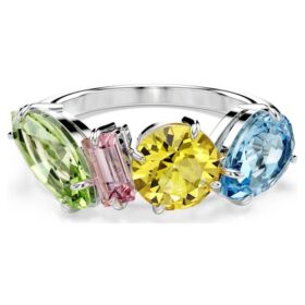 Bague Gema, tailles variées, multicolore, plaquée rhodium