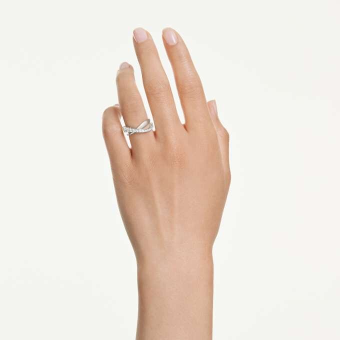 Bague Hyperbola, tailles variées, blanche, finition argentée Bague Hyperbola, tailles variées, blanche, finition argentée