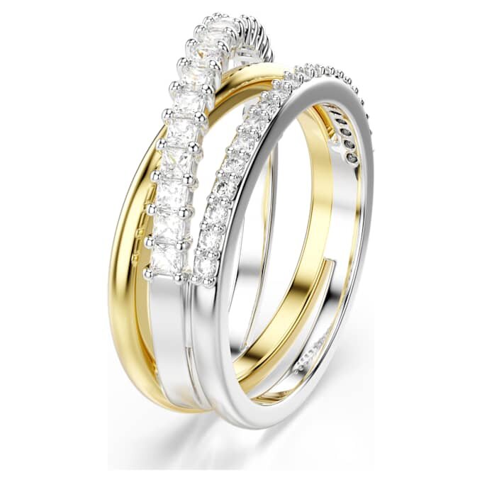 Bague Hyperbola à tailles variées, blanche, finition métaux mélangés Bague Hyperbola à tailles variées, blanche, finition métaux mélangés