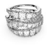 Bague Hyperbola à tailles variées, blanche, plaquée rhodium Bague Hyperbola à tailles variées, blanche, plaquée rhodium