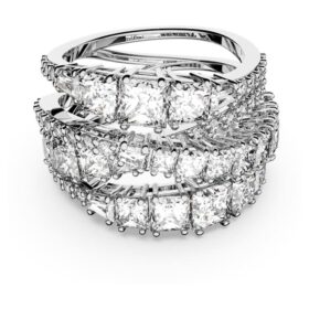 Bague Hyperbola à tailles variées, blanche, plaquée rhodium