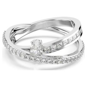 Bague Hyperbola à tailles variées, blanche, plaquée rhodium