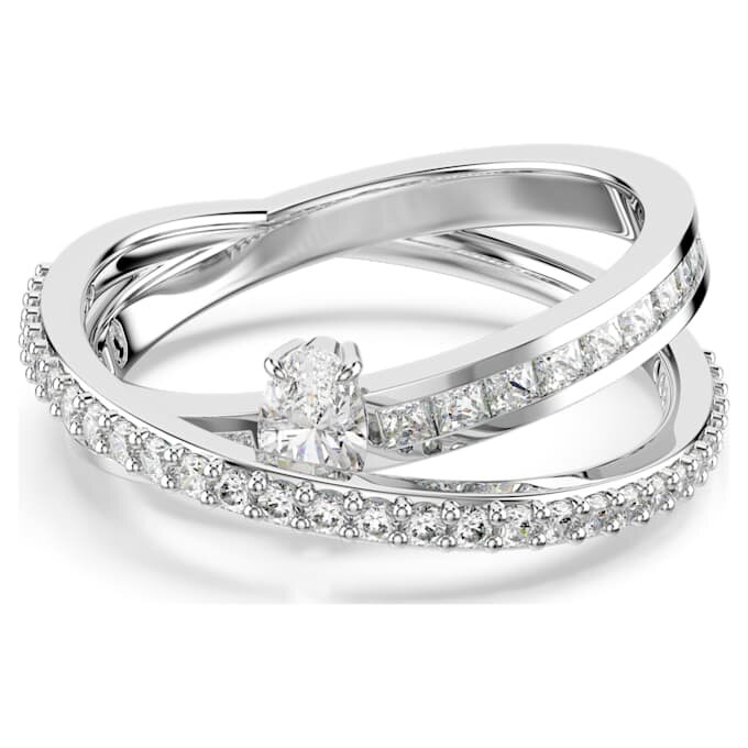 Bague Hyperbola à tailles variées, blanche, plaquée rhodium Bague Hyperbola à tailles variées, blanche, plaquée rhodium