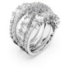 Bague Hyperbola à tailles variées, blanche, plaquée rhodium Bague Hyperbola à tailles variées, blanche, plaquée rhodium