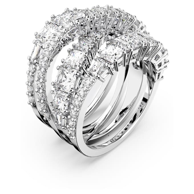 Bague Hyperbola à tailles variées, blanche, plaquée rhodium Bague Hyperbola à tailles variées, blanche, plaquée rhodium