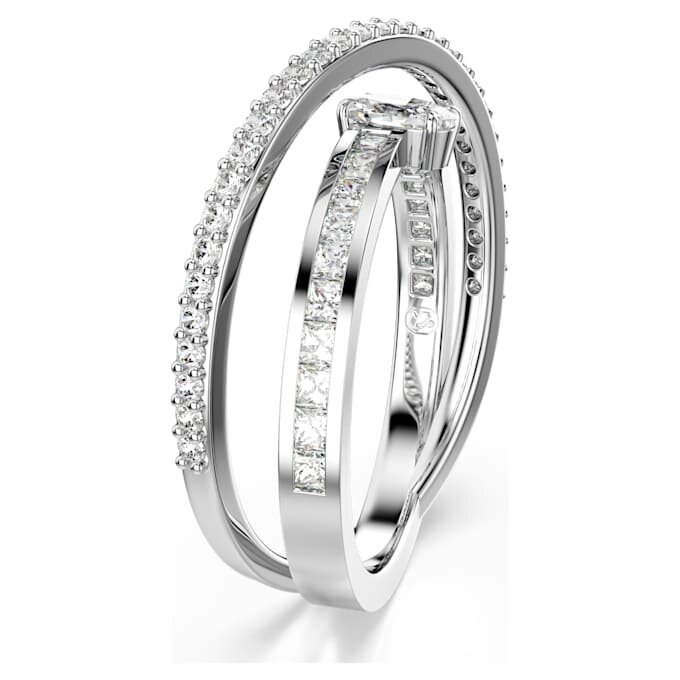 Bague Hyperbola à tailles variées, blanche, plaquée rhodium Bague Hyperbola à tailles variées, blanche, plaquée rhodium