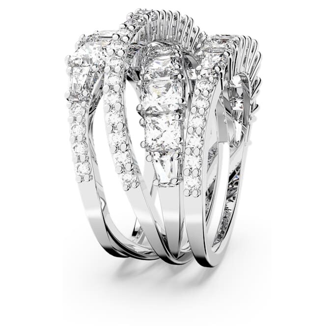 Bague Hyperbola à tailles variées, blanche, plaquée rhodium Bague Hyperbola à tailles variées, blanche, plaquée rhodium