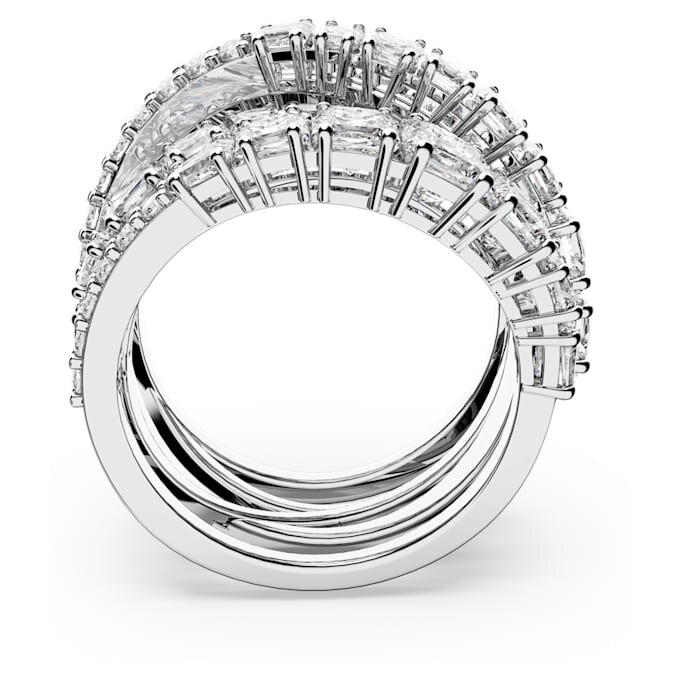 Bague Hyperbola à tailles variées, blanche, plaquée rhodium Bague Hyperbola à tailles variées, blanche, plaquée rhodium